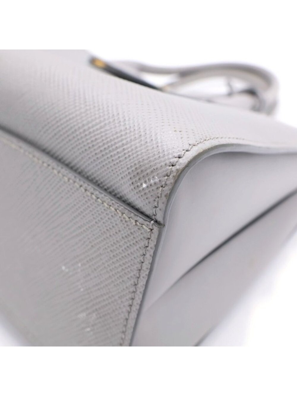 Prada Saffiano Handbag Gray Leather Gold - Picture 6 of 6